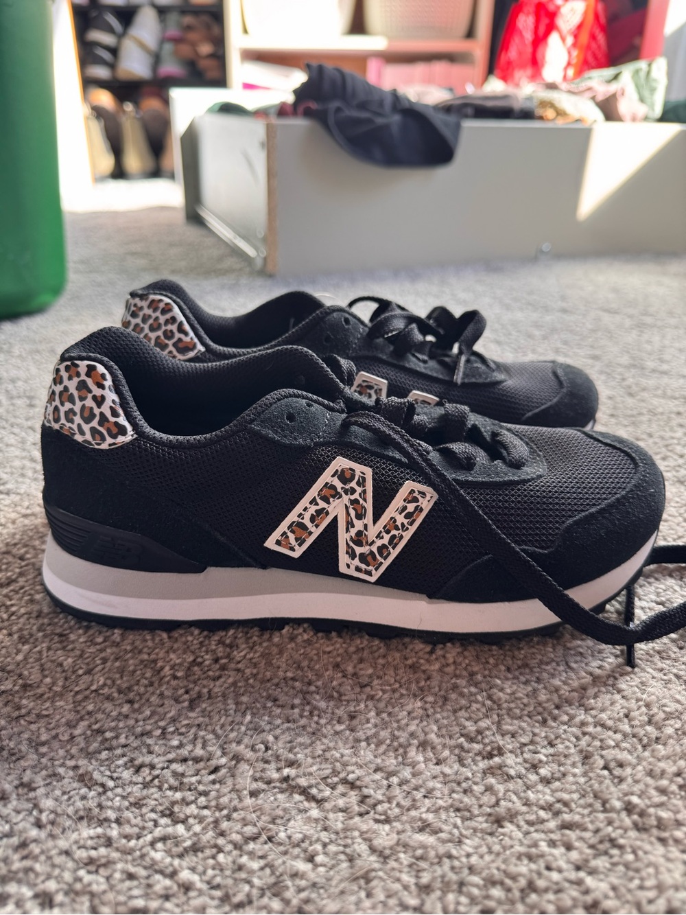 New Balance Black Sneakers with Leopard N Logo